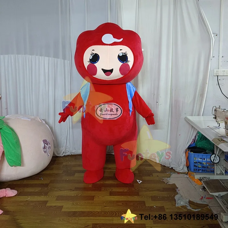 Funtoys Blue Customized Red Characteristic Clothing Girl Boy Doll Mascot Costume Carnival Halloween Cosplay Cartoon for Adult