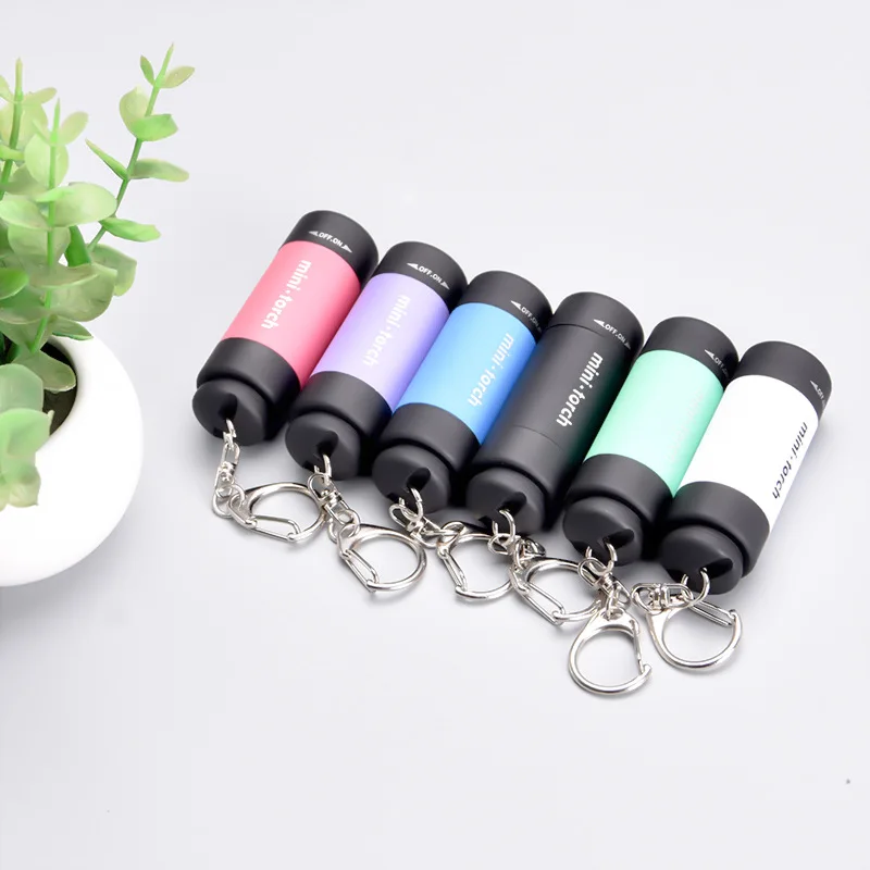 USB Chargeable Mini Safety Flashlight Women Self Defense Keychains Kids Night Walking Flashlight