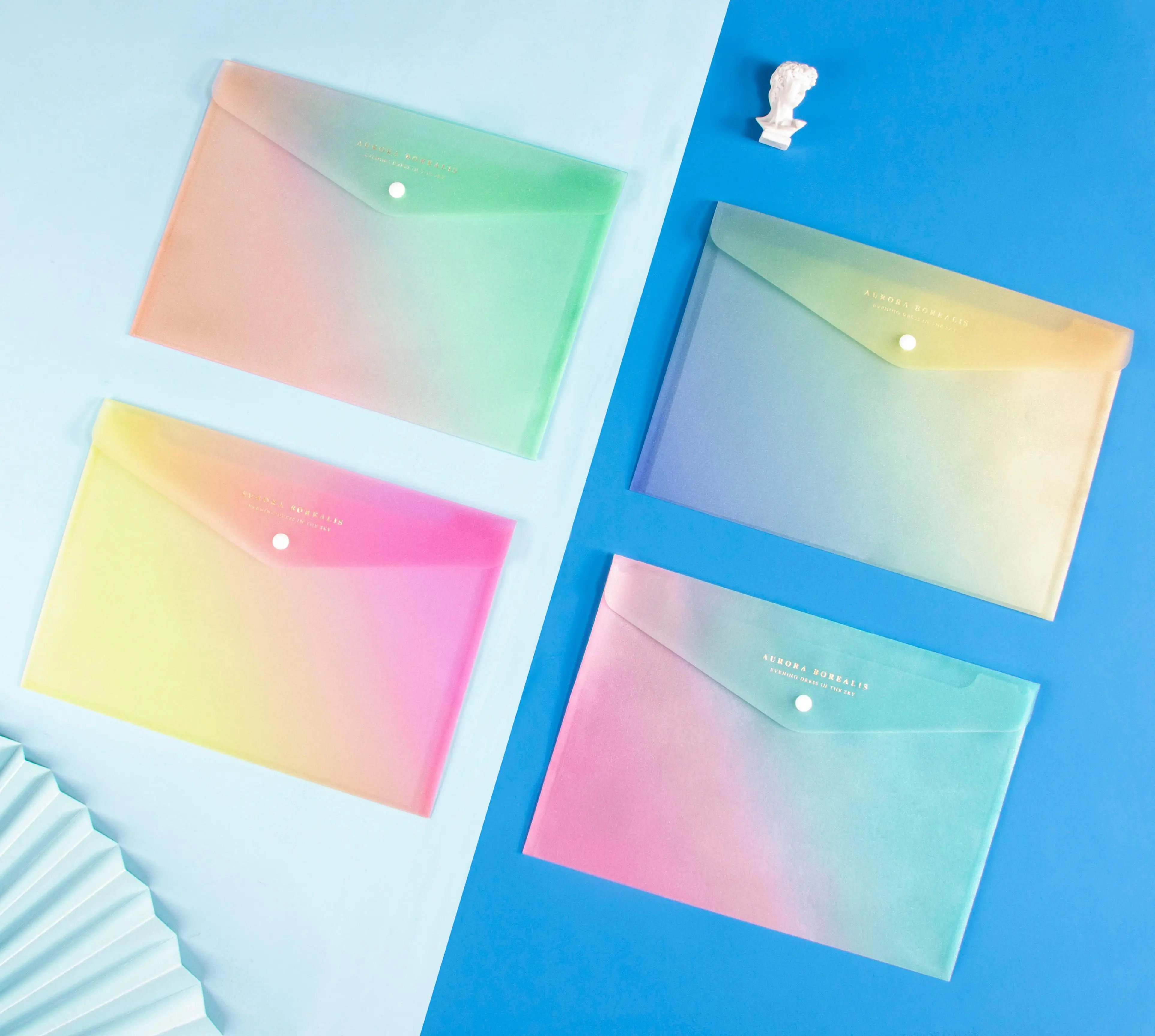 Custom Logo A4 Envelope File Document Folder Clear Document Envelope Organizer with  Button