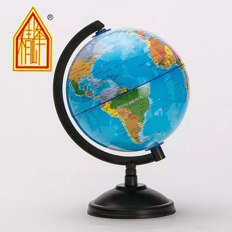 Low MOQ custom white geography globe toy with black metal stand