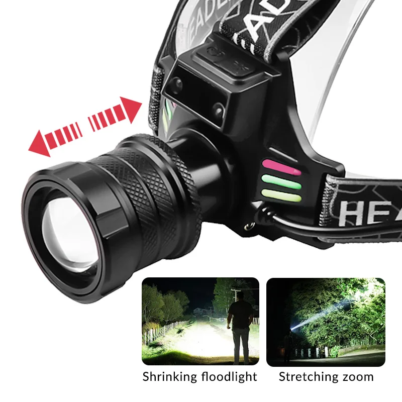 1000m 800lumen  Digital display white yellow blue Headlight Waterproof Outdoor Hunting Flashlight Camping Torch  Sensor Headlamp