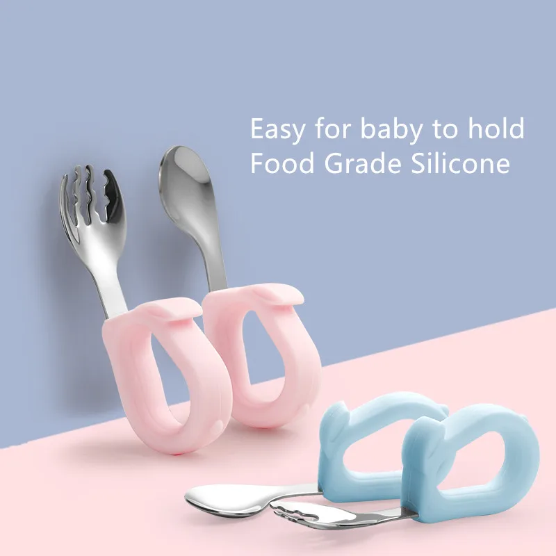 Baby feeding tableware set silicone  spoon silicone baby set Dinnerware Sets food grade silicone BPA FREE for kid