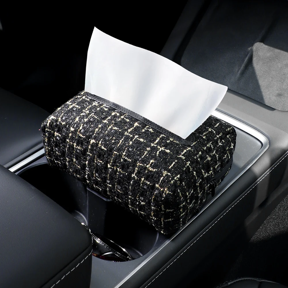Car Tissue Box Towel Sets Tissue Box Holder Auto Interior Storage Decoration Accessories Car Sun Visor Fabric light luxury