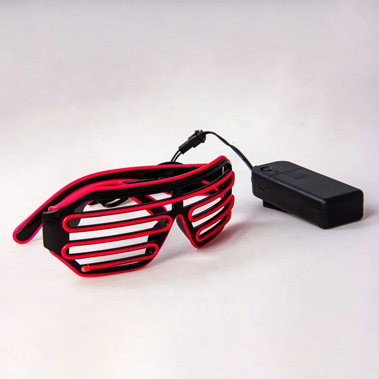 Wholesale 3d Christmas EL Wire Shutter Shape Glasses Glow Led Light Up Party Glasses