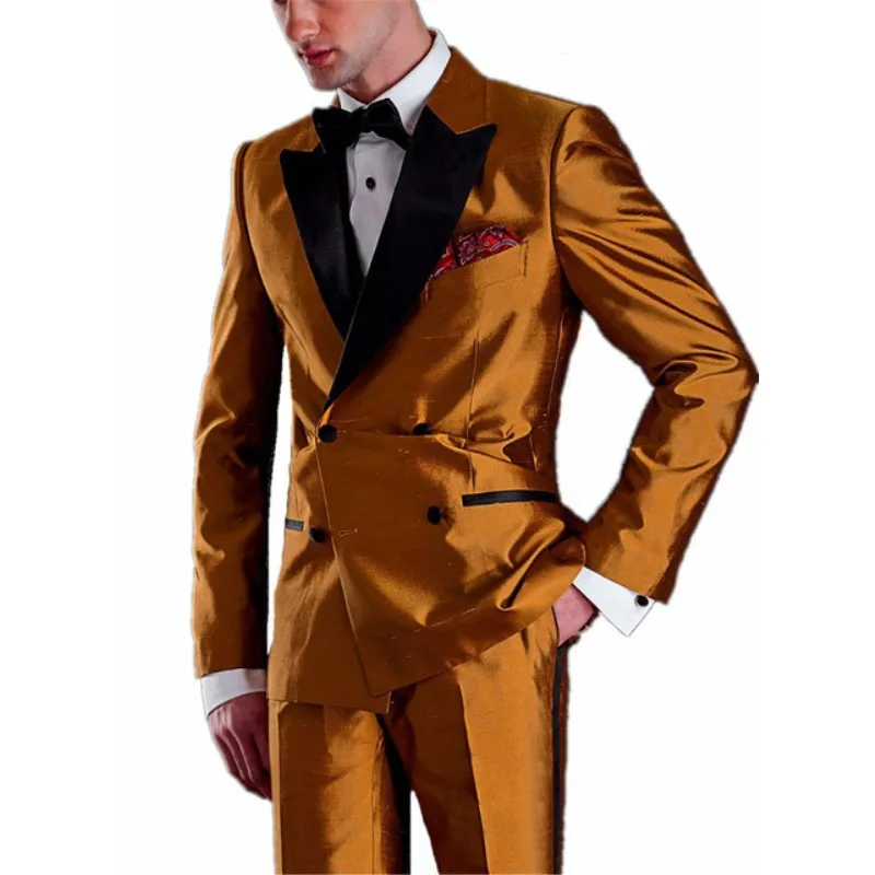 
Shining Satin man business suit wedding suits for men man suit Custom Made 