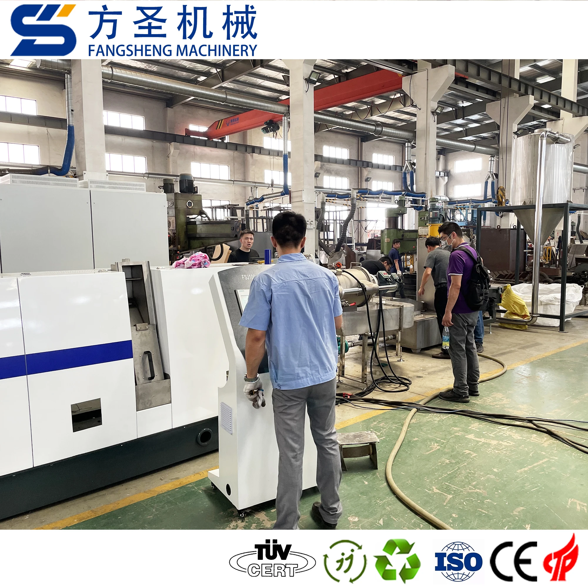 HDPE pipe shredding pelletizing line side feeding double stage pellets making machine