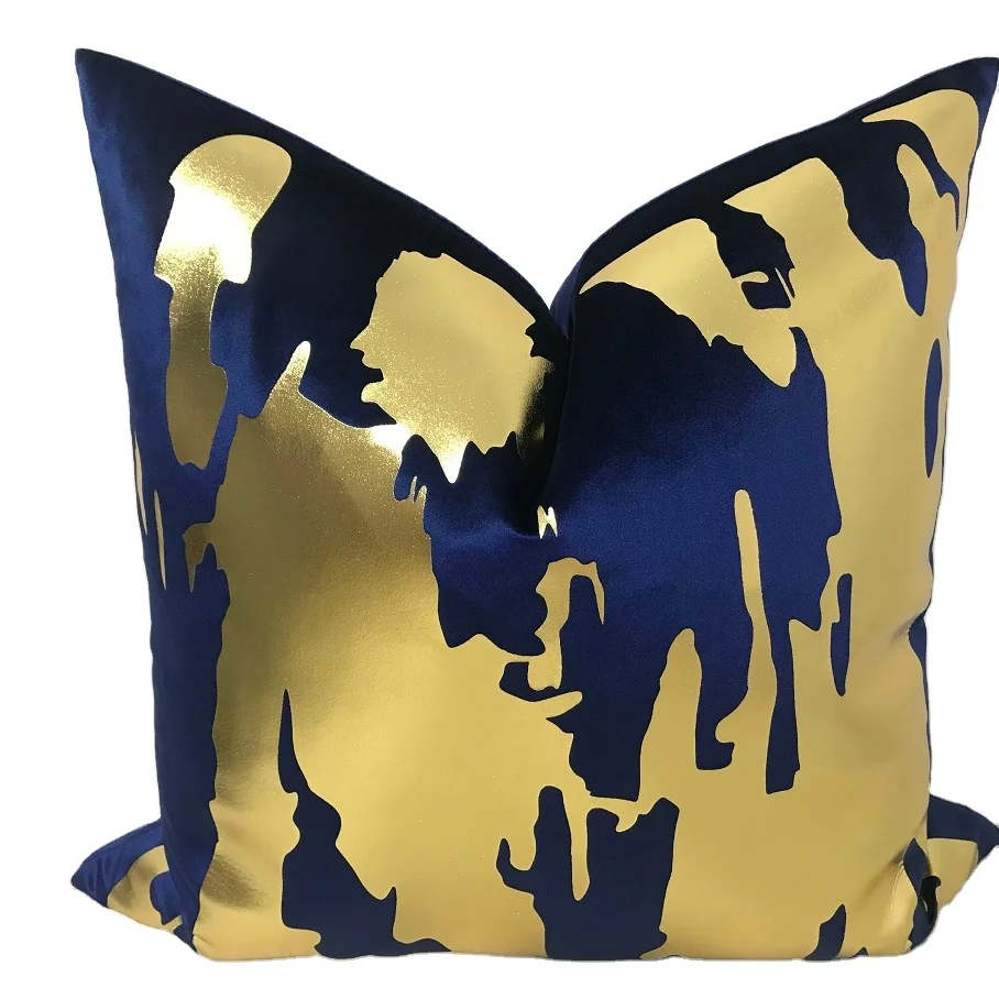 Home decorative  Blue gold stamping Cushion Sofa Cover Throw Pillows For Home For Sofa can be customized