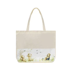 Wholesale Heat Transfer Jumbo Custom Logo Cartoon Printed Big Size Cotton Canvas Tote Bag
