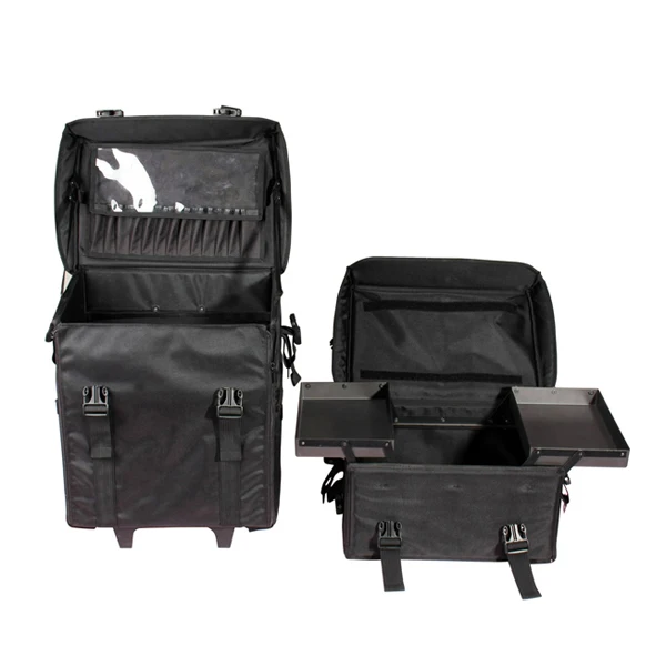 2 in 1 professional beauty cosmetic hairdressing soft sided nylon makeup trolley case