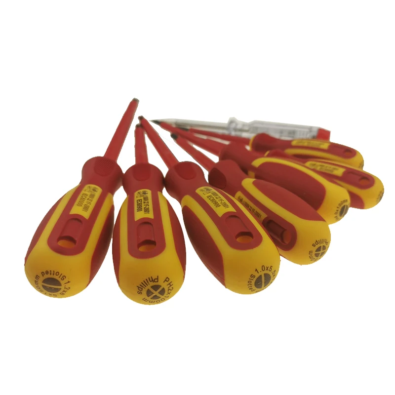 Good Quality Household Electrical Test Pen 8PCS Insulated Screwdriver  set Slotted and Phillips VDE Insulated