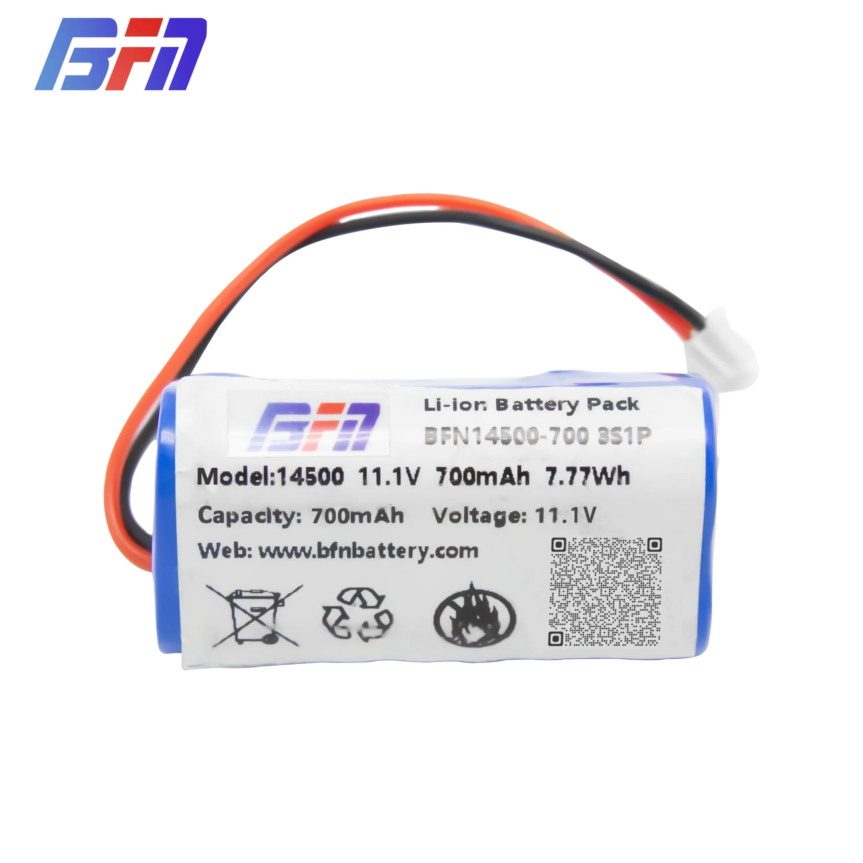 Battery Pack 3S1P 14500 AA szie 11.1V 12V  0.7Ah 0.8Ah  BFN Lithium batteries