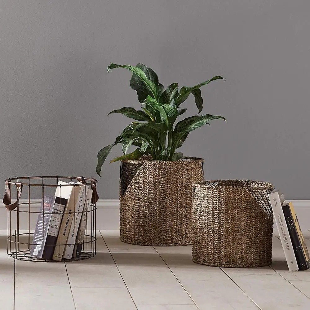 Best Choice Seagrass Baskets Laundry Basket Storage Baskets Traditional Handcrafted For Room Decor