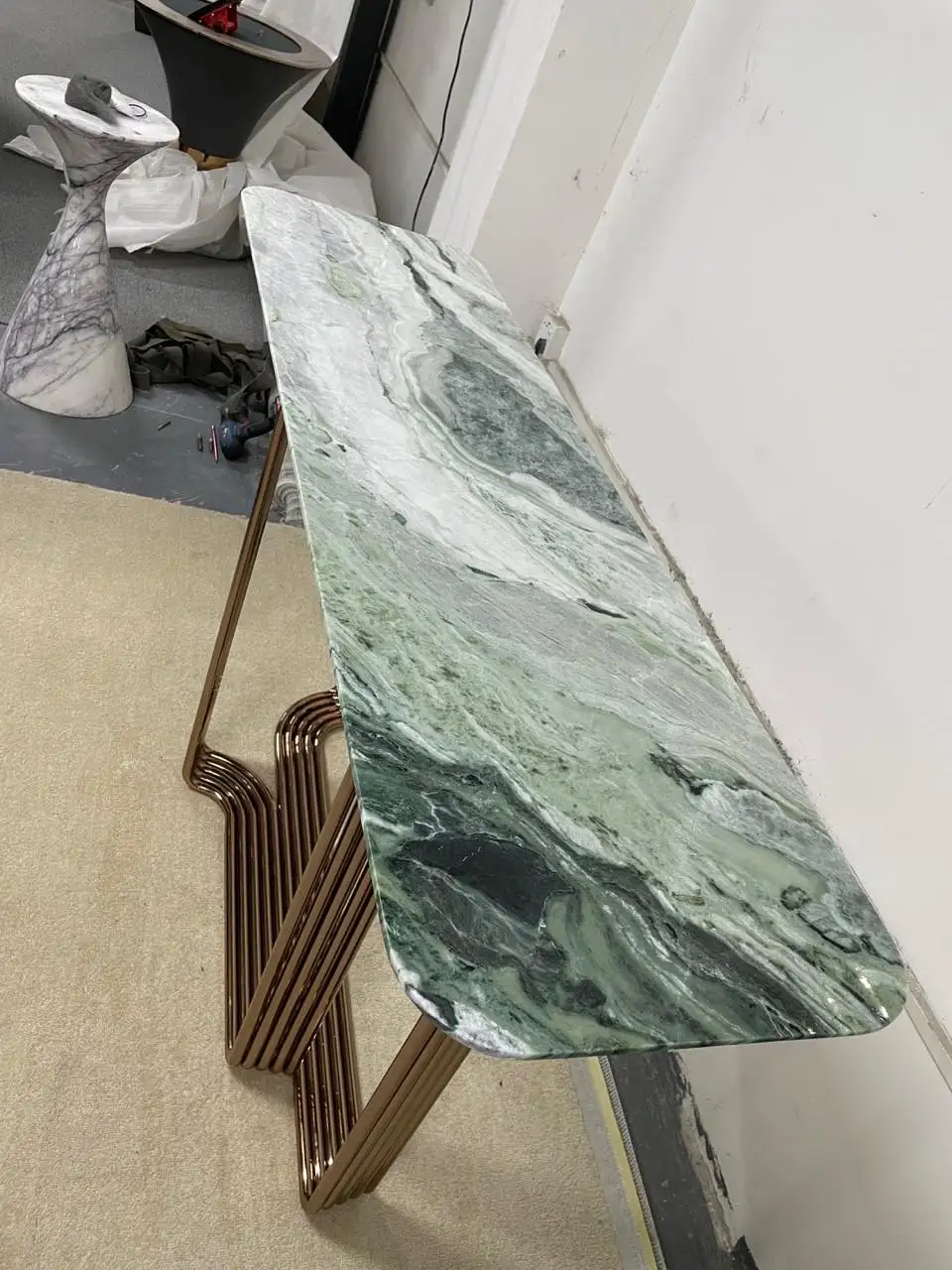 Factory attractive price cloudy green jade marble slabs for countertops background wall
