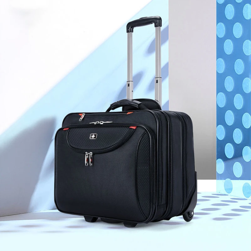 New 18-Inch Unisex Portable Pilot luggage Fabric Oxford Spinner Suitcase with Carry on Size for All Ages