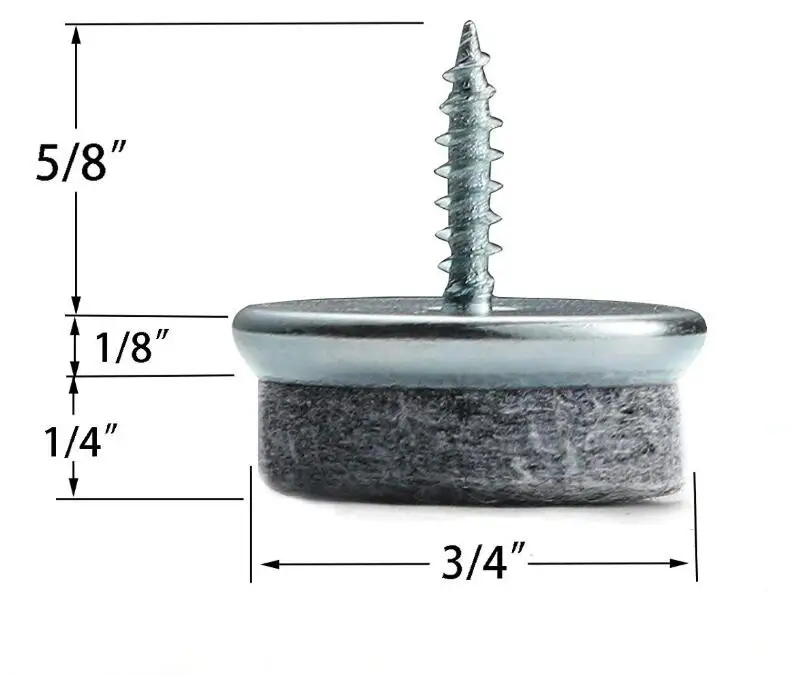 Round on Felt Furniture Pads with Nail Screw for Glides Wooden Furniture Legs