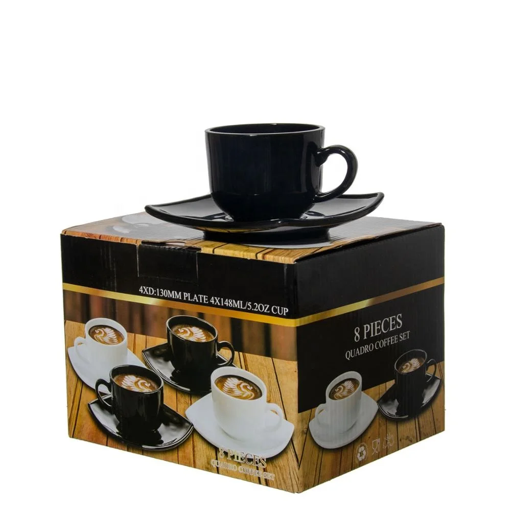 
Wholesale Newly Designed Black Glass Espresso Coffee Cups With Saucers 