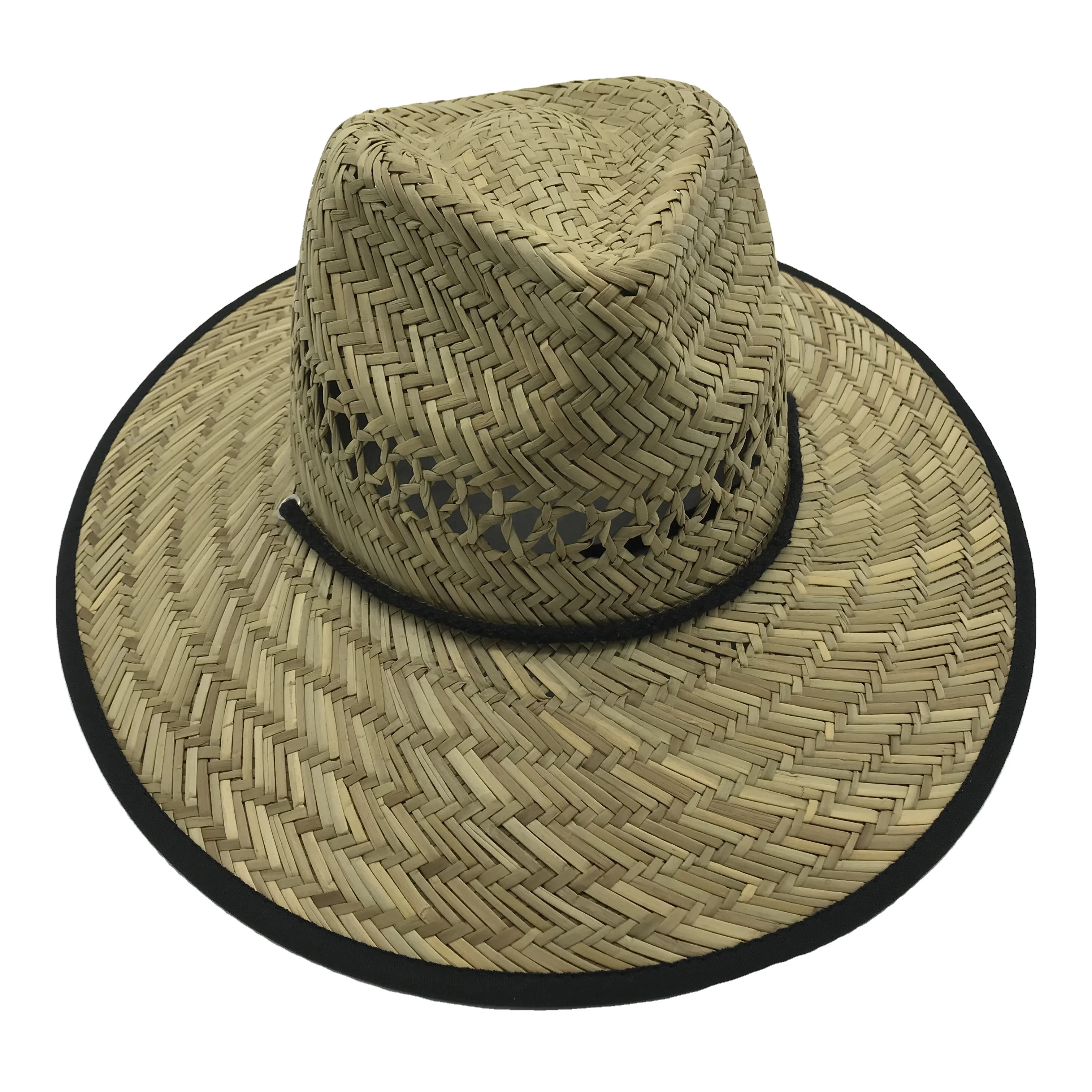 factory supply promotional low price natural hollow straw cowboy farmer panama surf lifeguard straw hats with customized logo