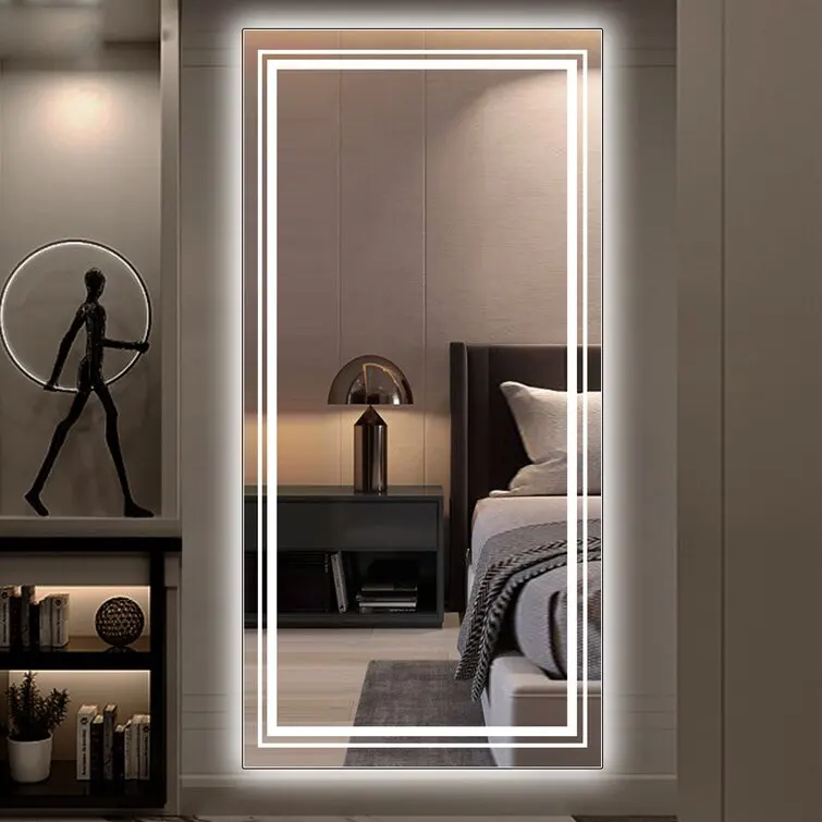 Square Led Smart Light Up Bathroom Vanity Full Wall Mirror Frameless Bath Mirrors Cabinet With Light