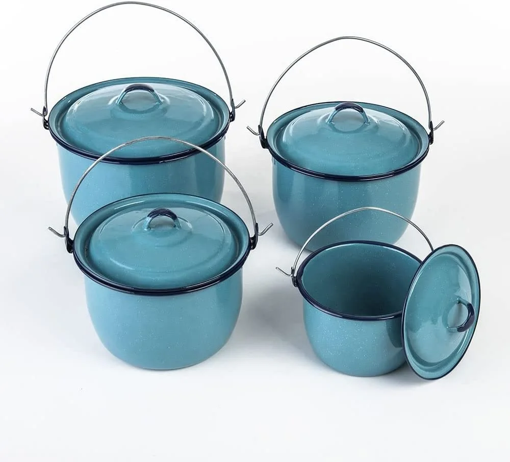 Rice Water Bucket Juego pewter Ollas de Peltre Cinsa Bateria De Cocina EnamelCookware con tapa esmaltade 18/20/22/24/26/30/34cm