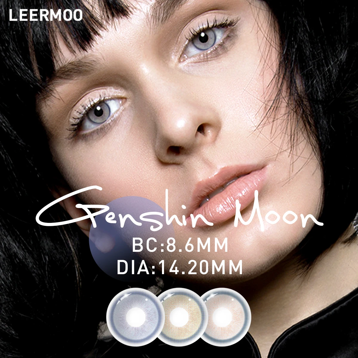 Leermoo Yearly Use Genshin Moon Series Natural Colored Contact Lenses Wholesale Circle Soft Contacts Prescription Plano to 800