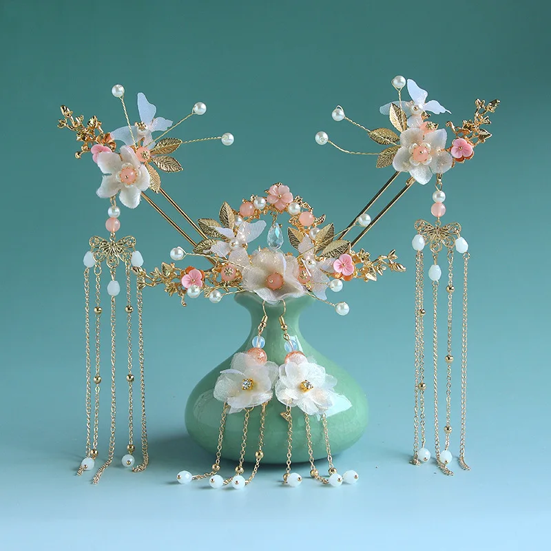 Wholesale Hanfu Headdress Tassel Antique Hair Ornaments Ancient Hairpin Step Shake Complete Set Hairpin Ancient Accessories