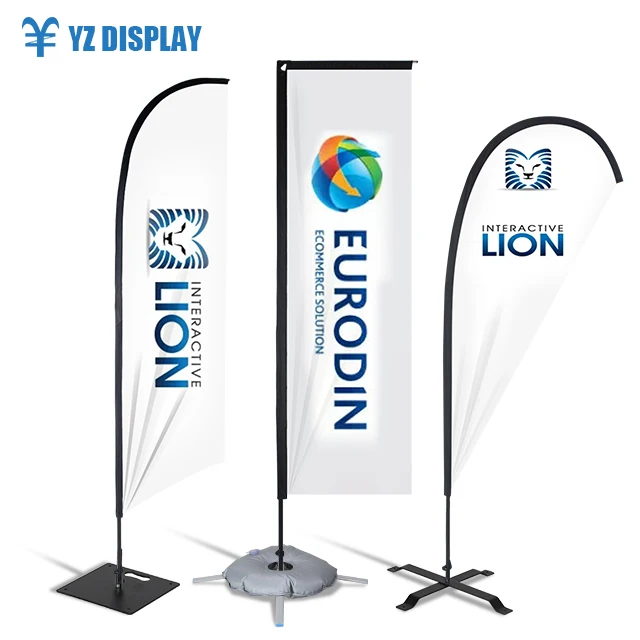 Hot selling customized teardrop feather flag telescopic pole outdoor cheap advertising beach flag (1600477288411)