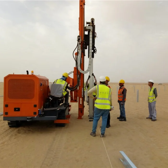 Ground mount solar pv power plant pile ramming machine for pile screw solar structure solar brackets on ground four piles