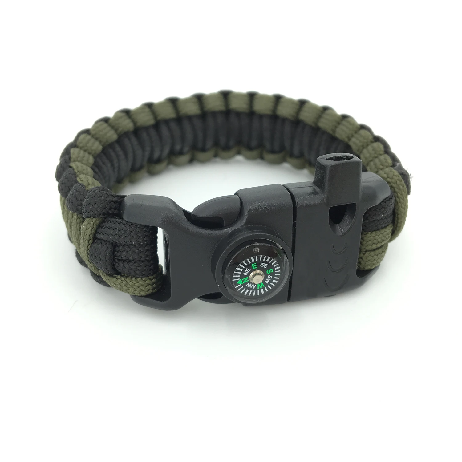 Outdoor Camping Hiking Emergency Paracord Bracelets Compass Whistle Flint Fire Starter