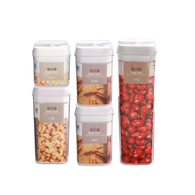 Wholesale Airtight Pantry Kitchen Organizer 7 Pieces Pack Rice Cereal  Container Air Tight Plastic Food Storage Container Set