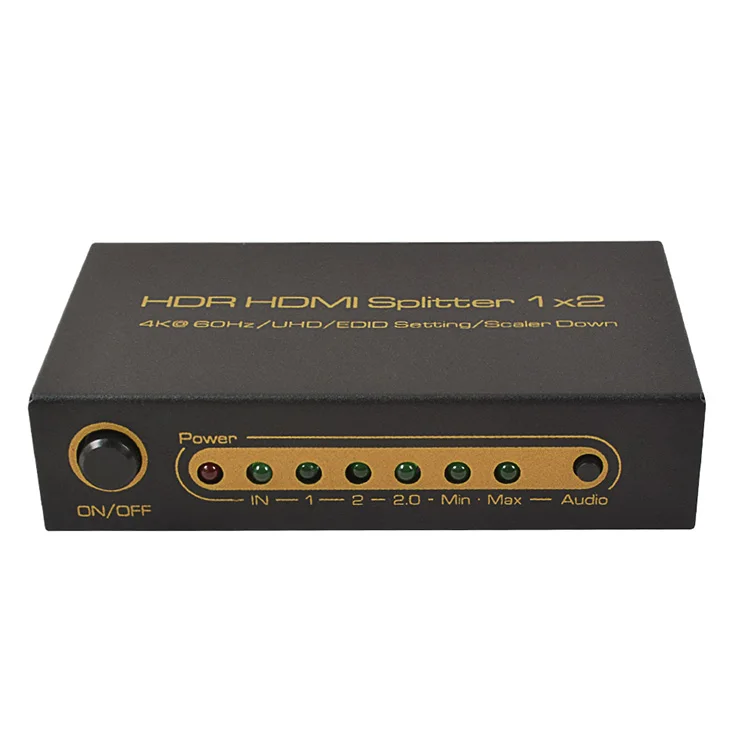 HDMI 1x2 Scaler Down Support 4k 60Hz UHD 1080P 3D HDCP 2.2 EDID Set hdmi splitter 1 in 2 out