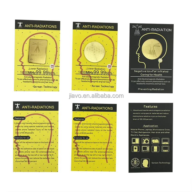 Newest  Negative Ions Golden Anti Radiation Phone Sticker Protector Shield Sticker