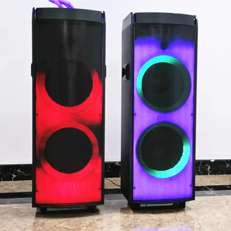 
Double 12 inch speaker trolley speaker rechargeable portable blue tooth speaker with wireless MIC 