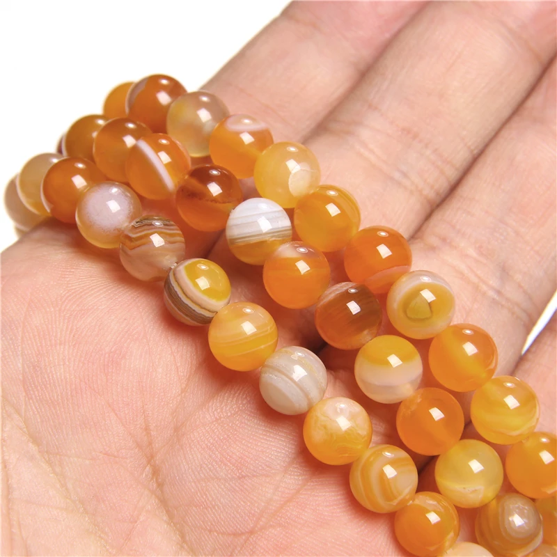 Natural Blue Green Red Yellow Purple Smooth Stripe Agates Stone Beads Round Loose 4 6 8 10 12 MM Agates Beads For Jewelry