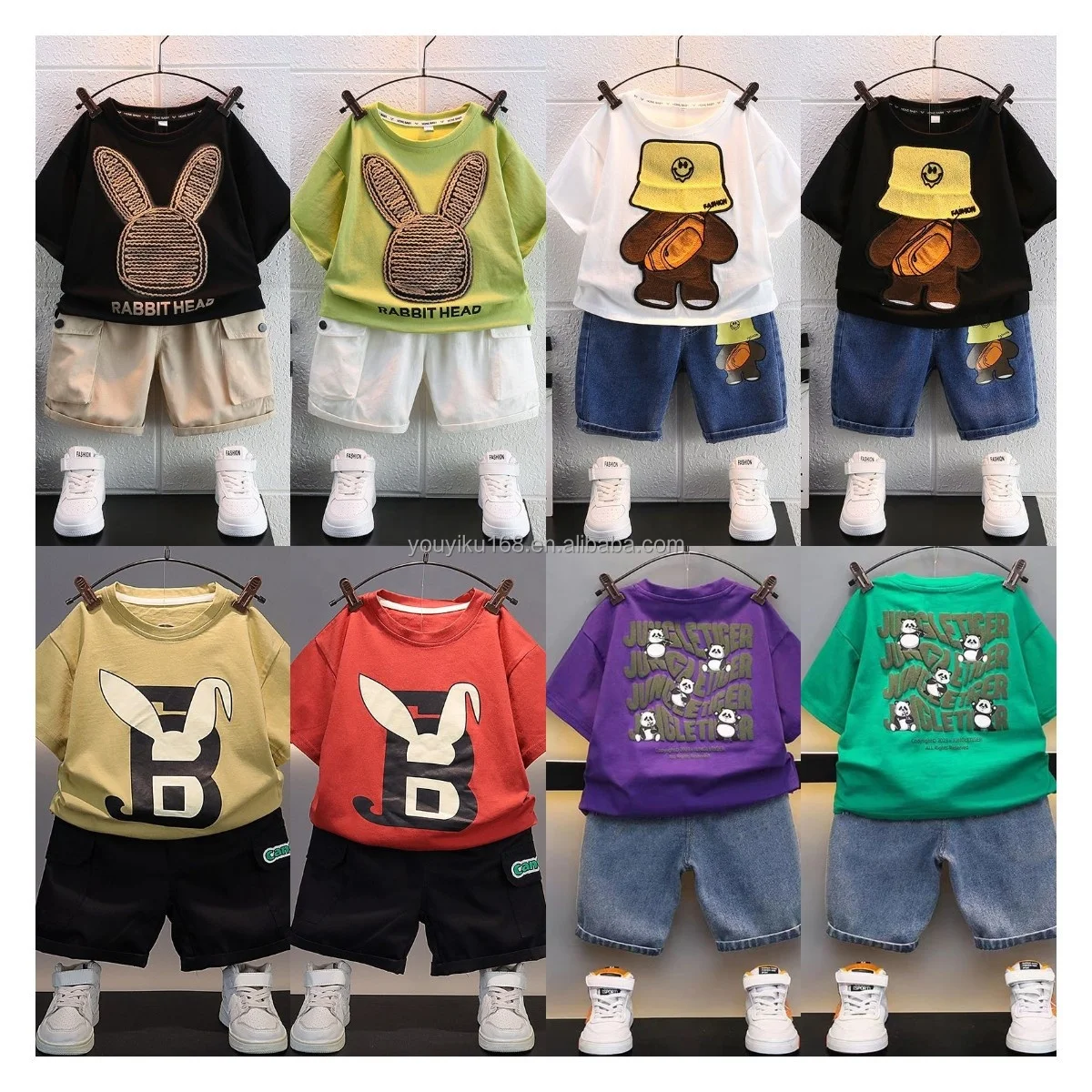 Summer Wholesale Children Kids Clothes Short Sleeve Baby Boys Clothing Set Spring Cotton Quantity Custom Time Lead Suit