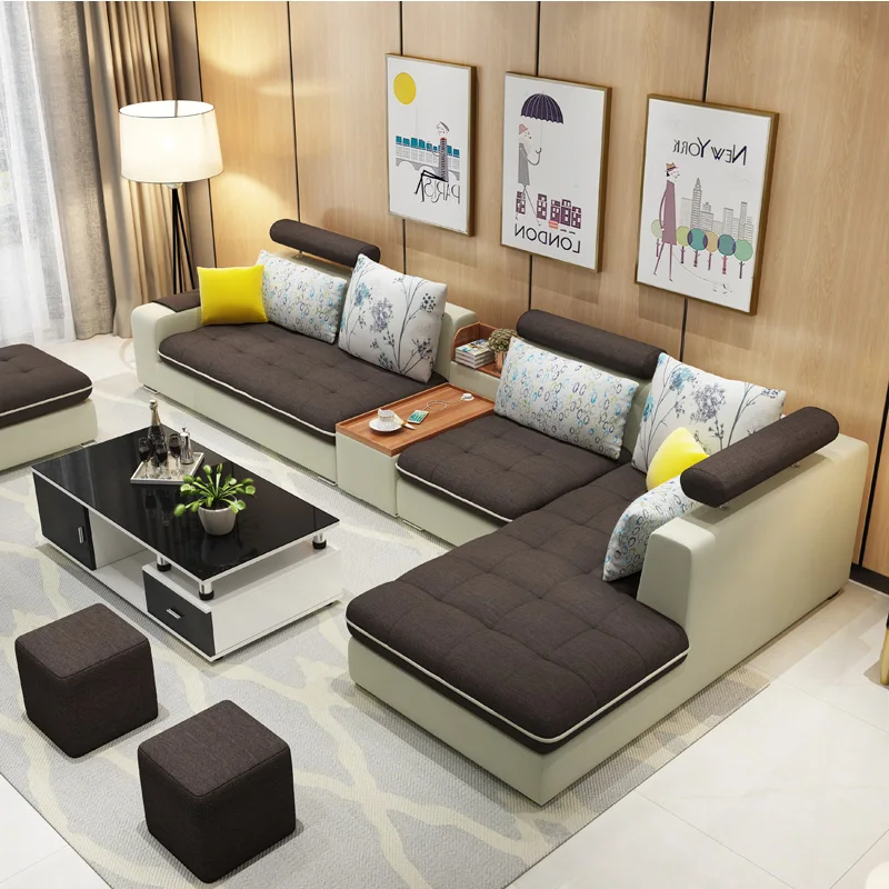 Comfortable luxury factory wholesale customizable fabric L shape sofa for living room office chairs elegant sofa modern design