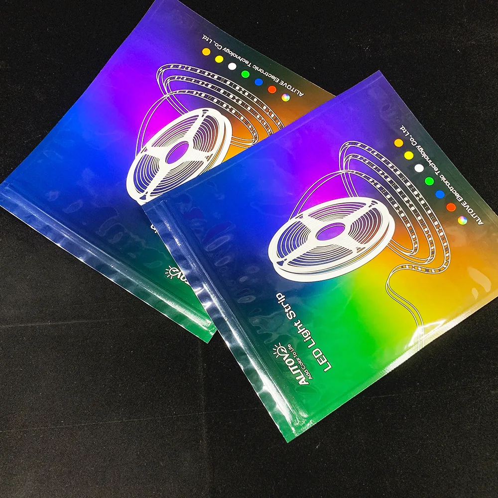 Anti-Static Led Lighting Printing Plastic Bag Digital Products Stand Up Pouch Led Strip Three-Sided Sealing Aluminum Foil Bag