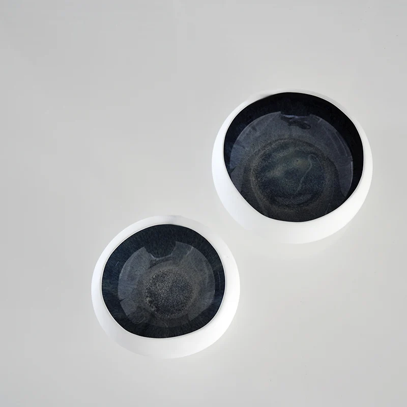 Nordic style restaurant used home goods marbling effect korean ceramic rice bowl