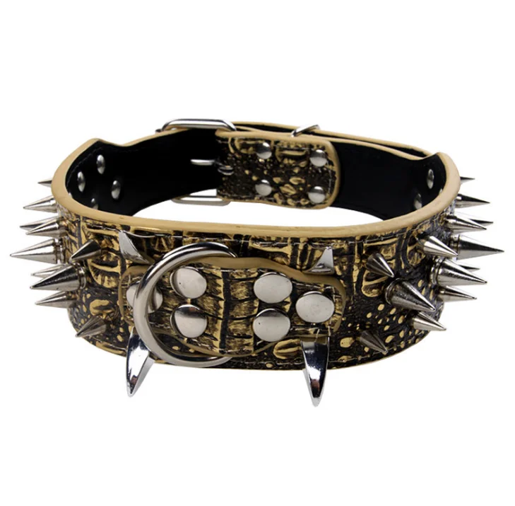 Sharp Spiked Studded PU Leather Dog Collars Pitbull Bulldog Big Dog Collar Adjustable hunter For Medium Large Dogs Boxer