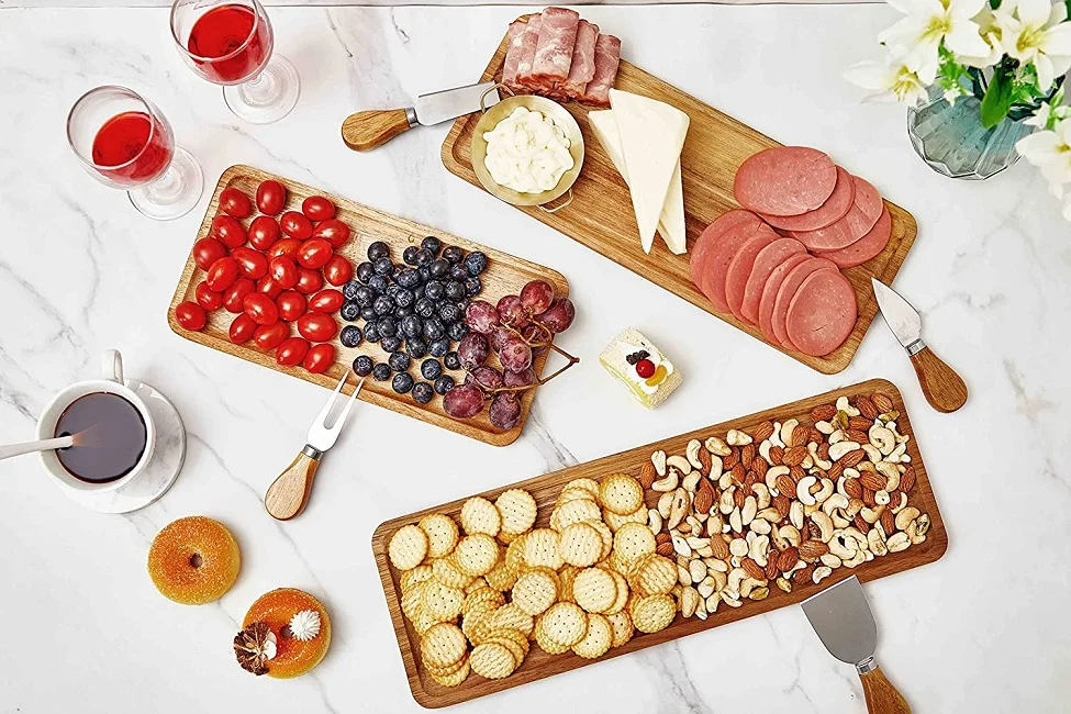 Деревенские Деревянные 3-ярусные тарелки для сыра сервировочные колбасных изделий прямоугольный поднос кексов закусок фруктов деревянный многоярусный