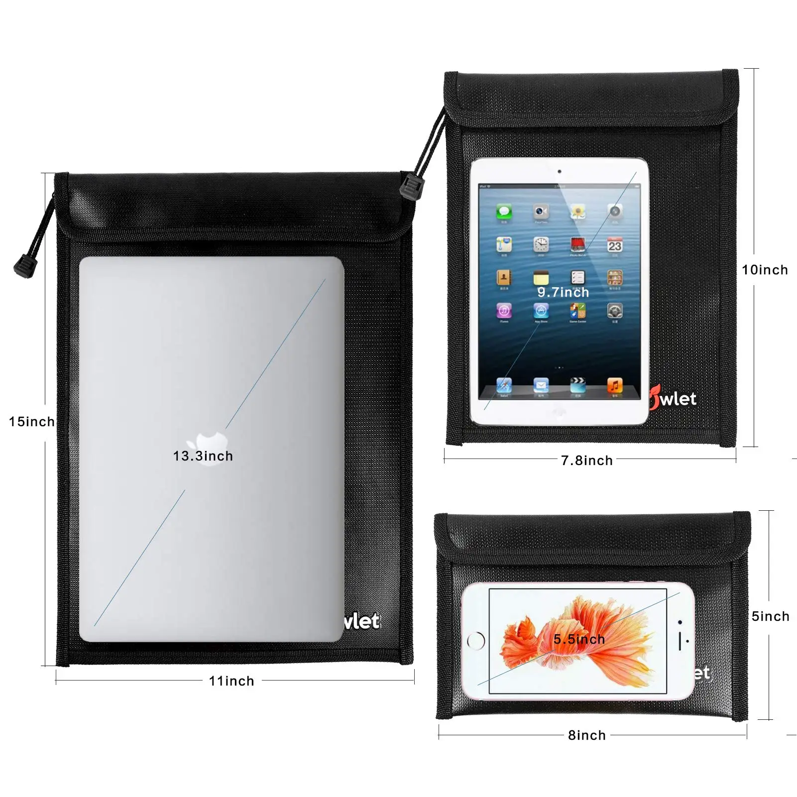 Custom Document Pouch Car Key Laptop Protector Waterproof RFID Fireproof Safe Large Phone Signal Blocking Pouch Faraday Bag