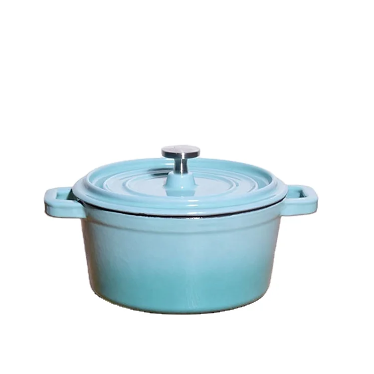 Custom 10/16/20/22/24/26/28CM Cooking Pot Cookware Sky Blue 3QT Enameled Cast Iron Dutch Oven Pot Casseroles with Lid