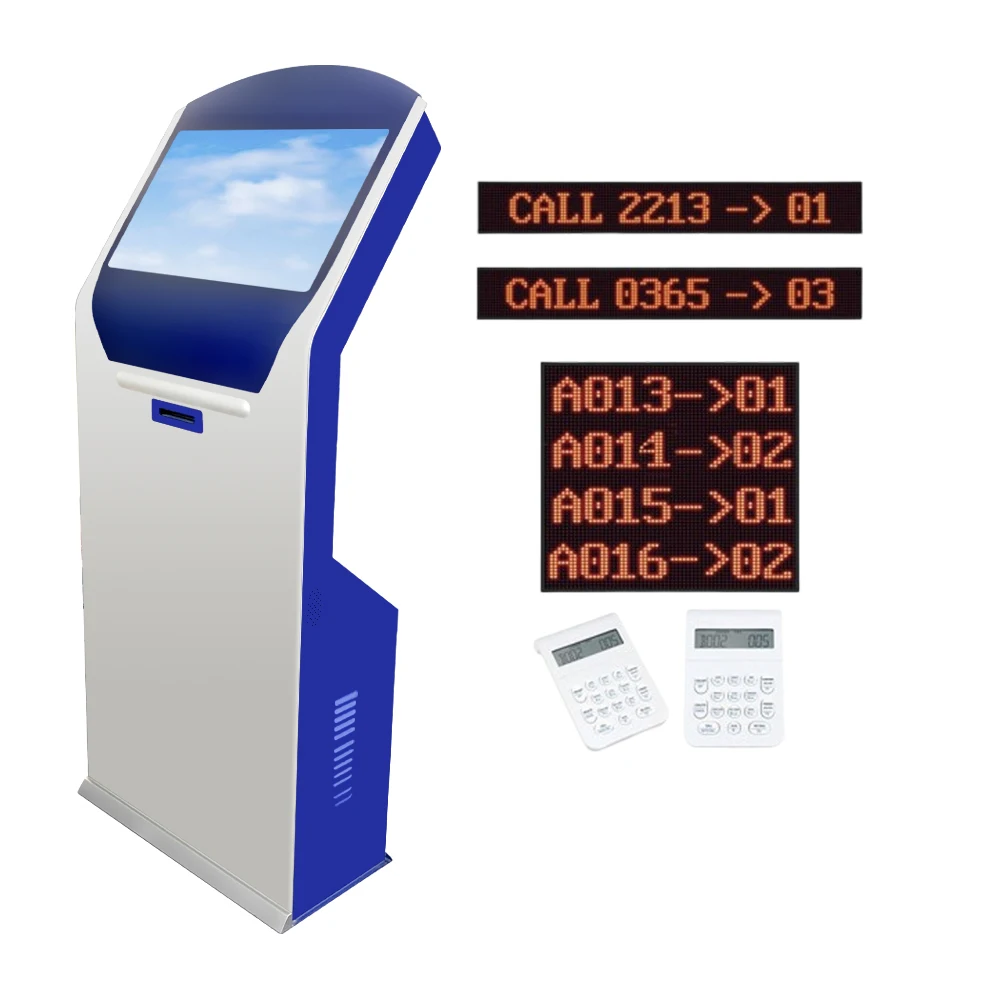 Electronic Waiting Number Calling Customer Wireless 19 inch Ticketing Queuing Machine Queuing kiosk for Bank