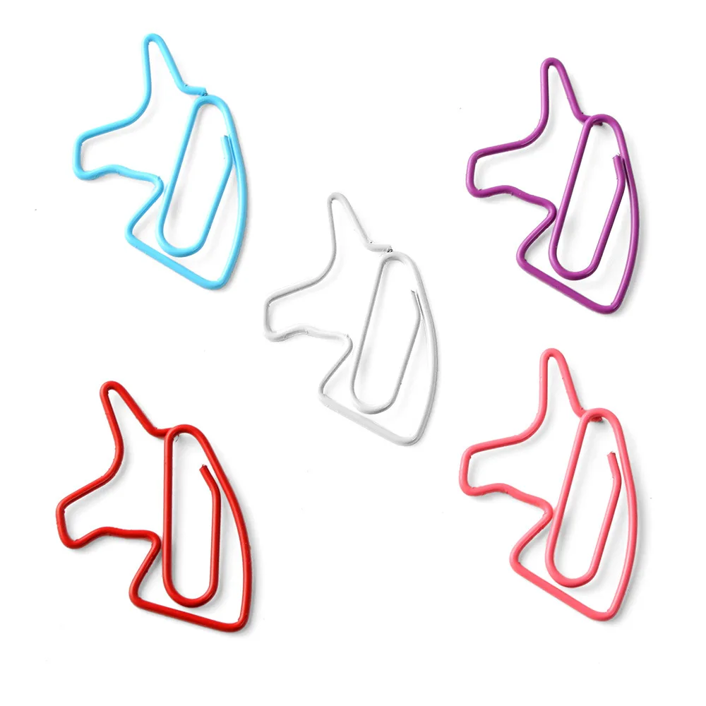 Fashion Design Wholesale School Metal Bookmark Planner Clips Custom Assorted Coated Unicorn Shape Paper Clip
