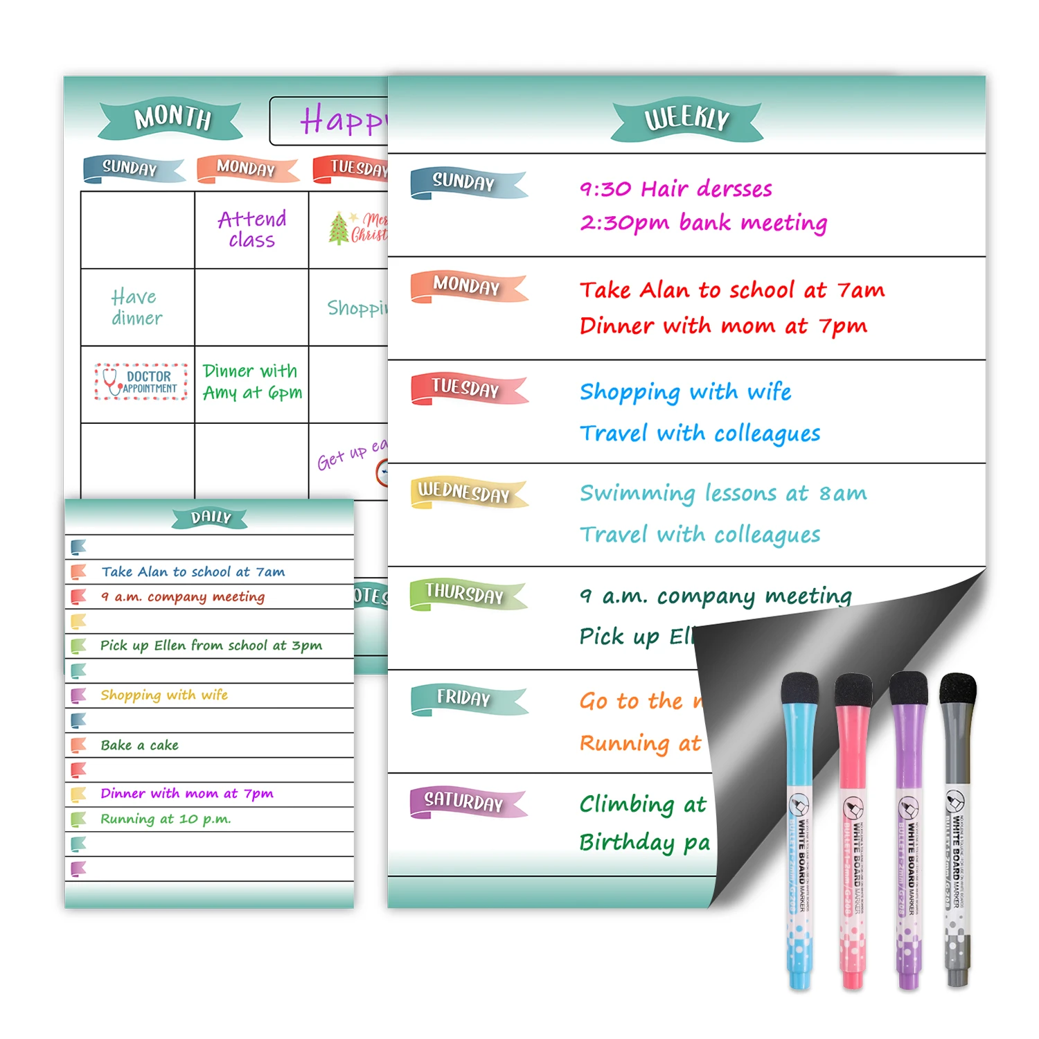 UCI Hot Sales Customized Daily Weekly Monthly Planner Magnetic Dry Erase  Black Board  For Fridge