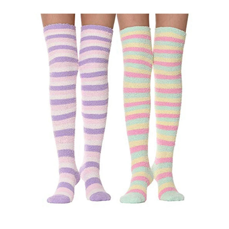 JL-A742 fuzzy knee high socks long fuzzy socks