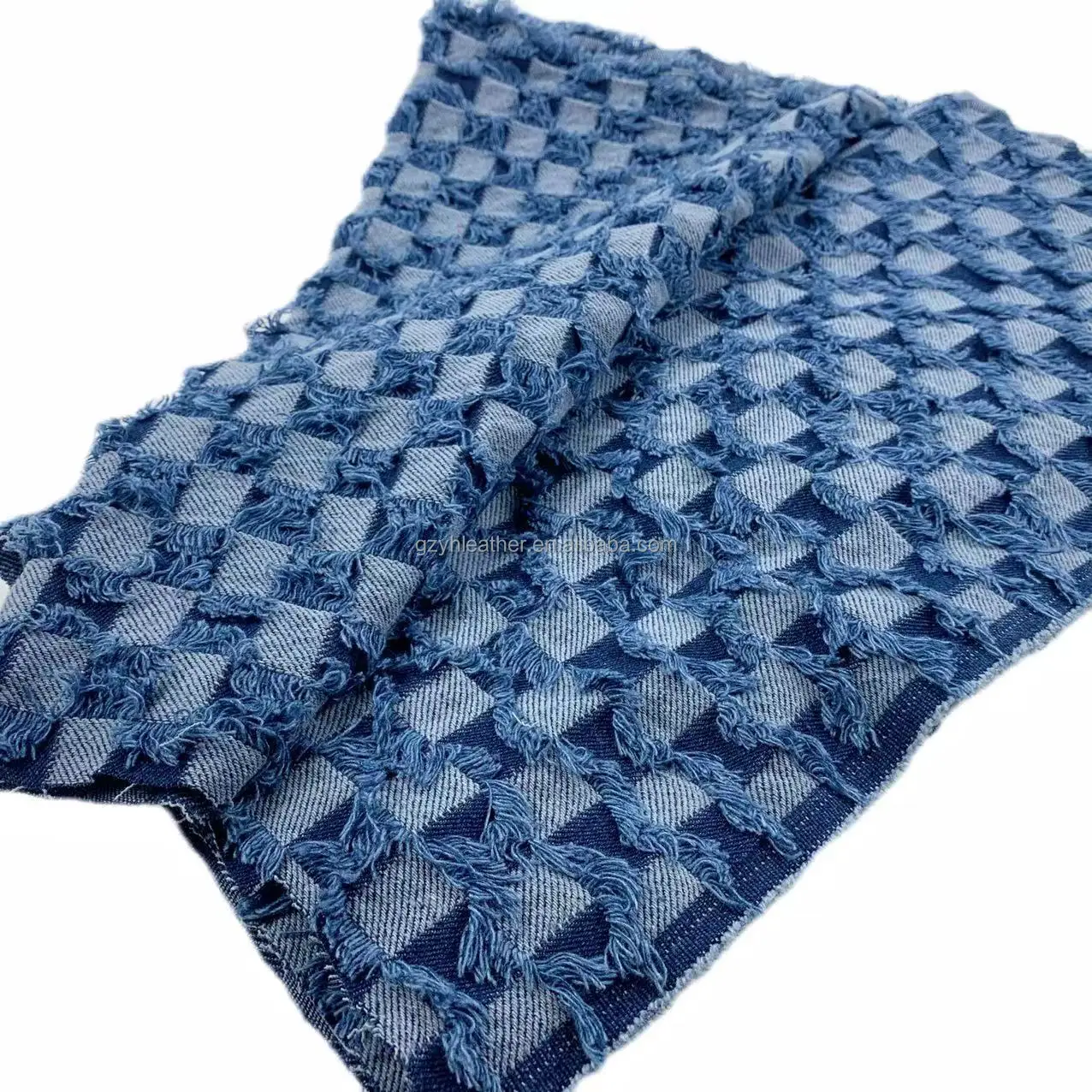 Shirt Bag Fabric Jacquard Chessboard Grid Plain for Jean Dress Denim Square Pattern Blue Tricot Knitted YARN DYED Roll Packing