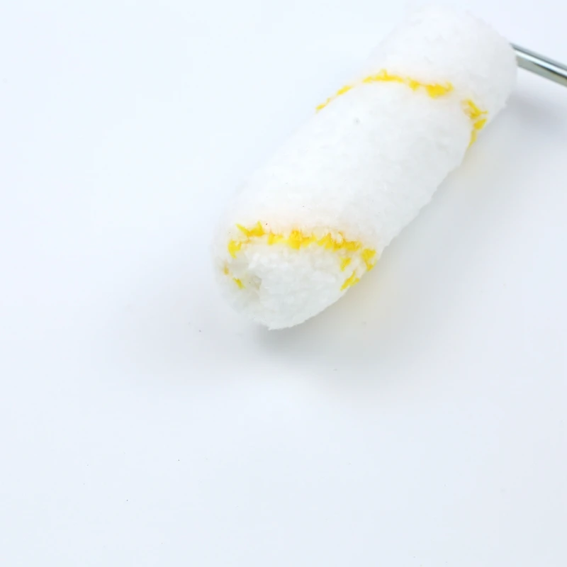 4inch  Long Handle Paint Roller Yellow  polyester Material Upper Screw Bracket Yellow Handle
