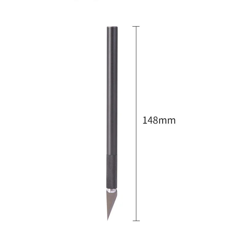 Deli 2102 Aluminum Alloy Carving Knife Handmade Paper-cutting Tool Set Art Model Pen Knife Metal Pole Utility Knife