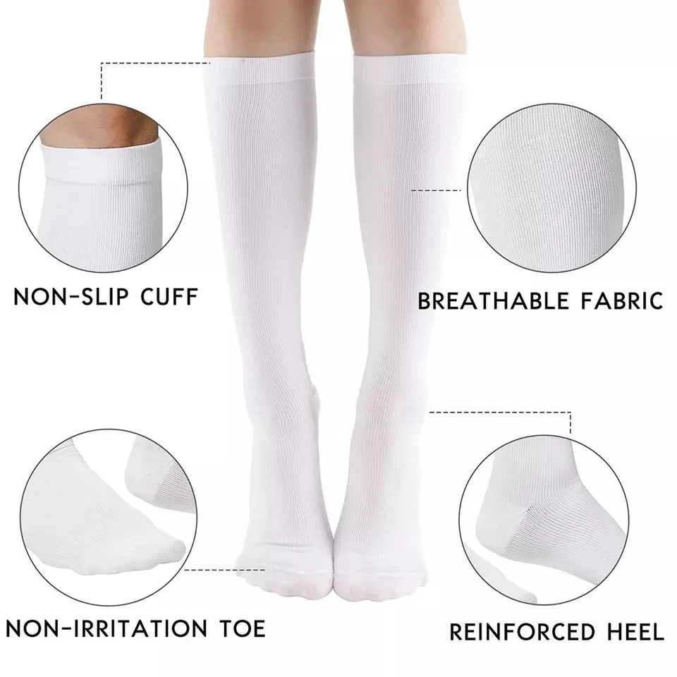 Socks Uron Wholesale White Knee High Socks Custom Compression Sport Thigh High Socks for Running Made in China