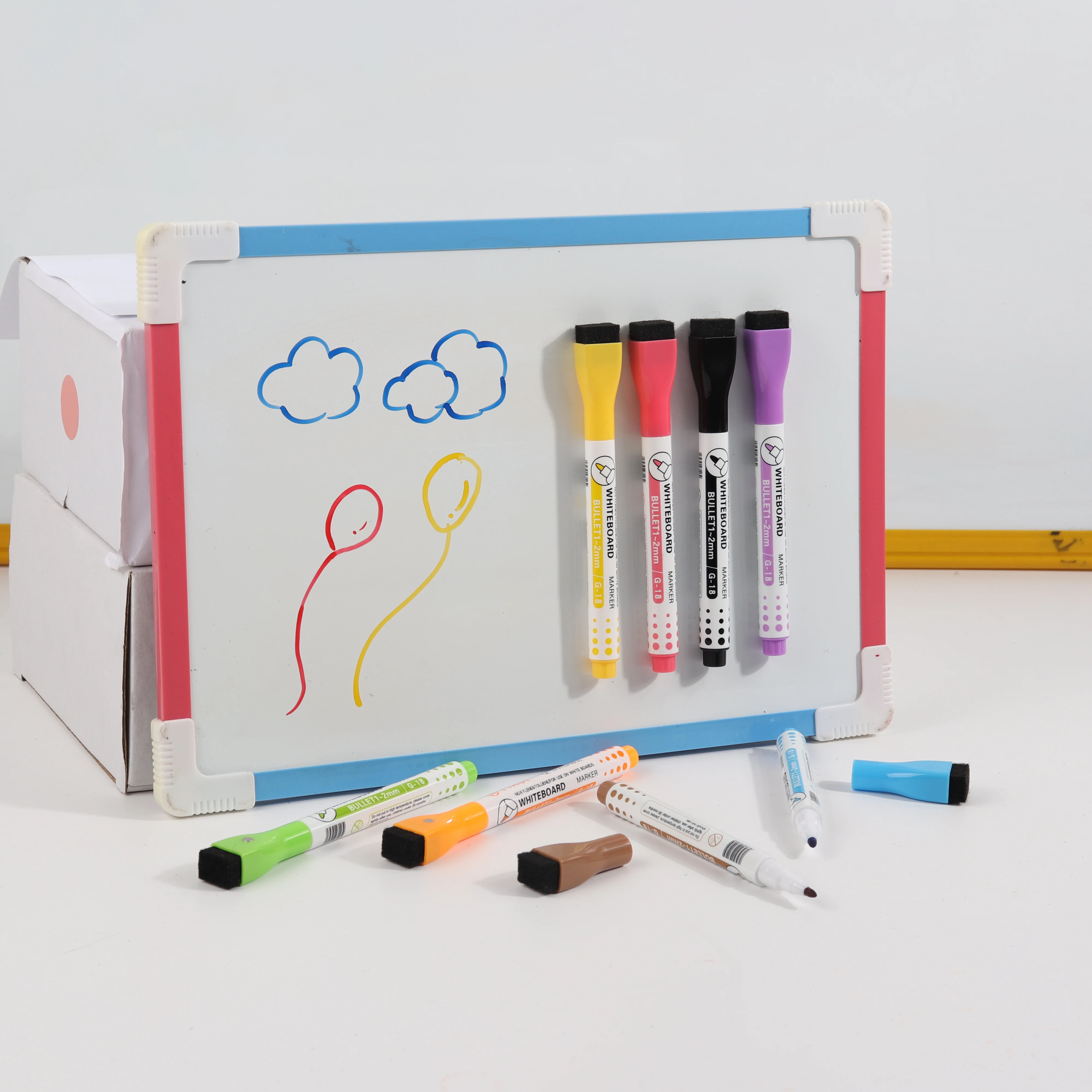 Wholesale Dual Heads Dry Erase Refillable White Board Whiteboard Marker Pen Set With Eraser Children